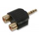 Gold Twin RCA Phono Socket to Stereo 3.5mm Jack Plug Converter / Adaptor 